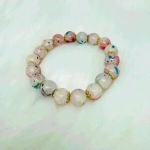 Cherry Blossom Broken Glass Design Beaded Bracelet